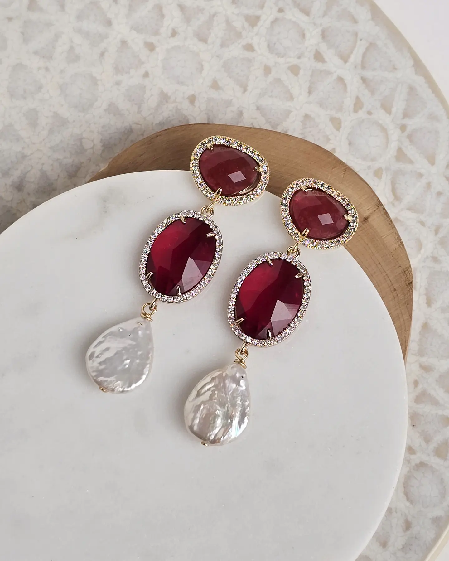 Aros doble color con perla barroca 1