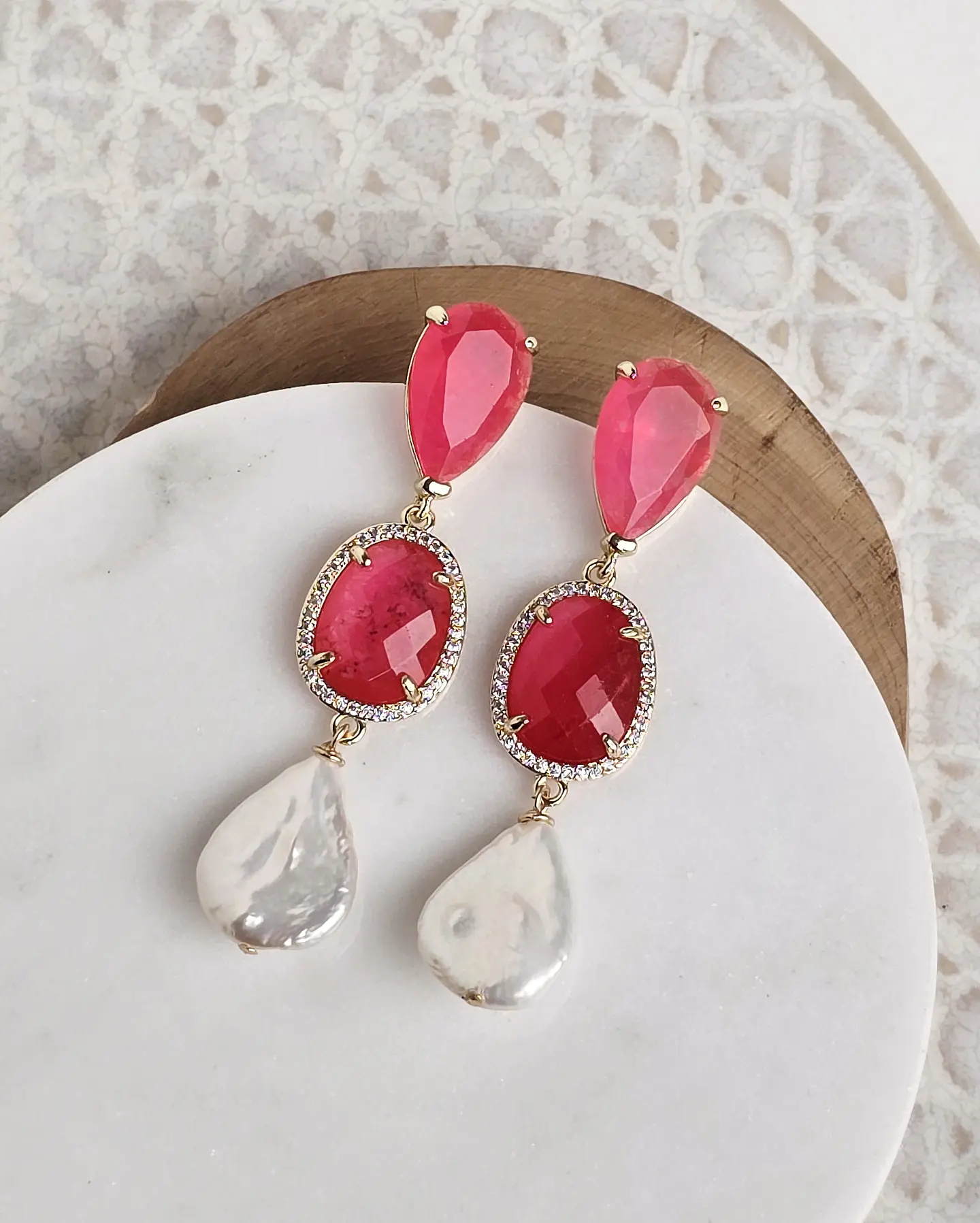 Aros doble color con perla barroca 3