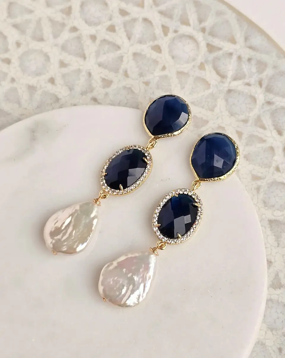 Aros doble color con perla barroca 7