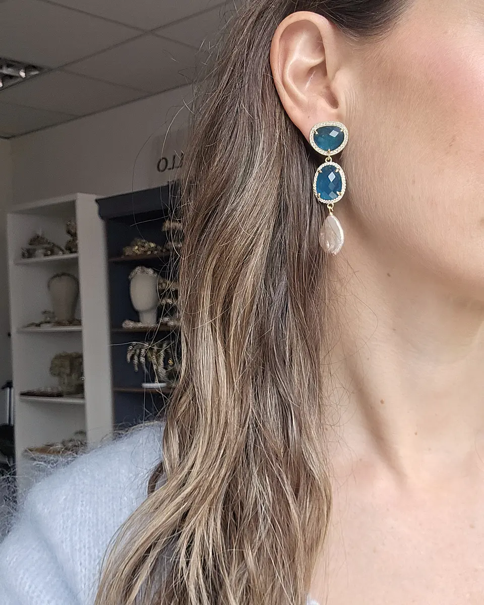 Aros doble color con perla barroca 10