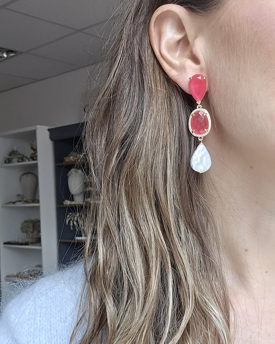 Aros doble color con perla barroca 11