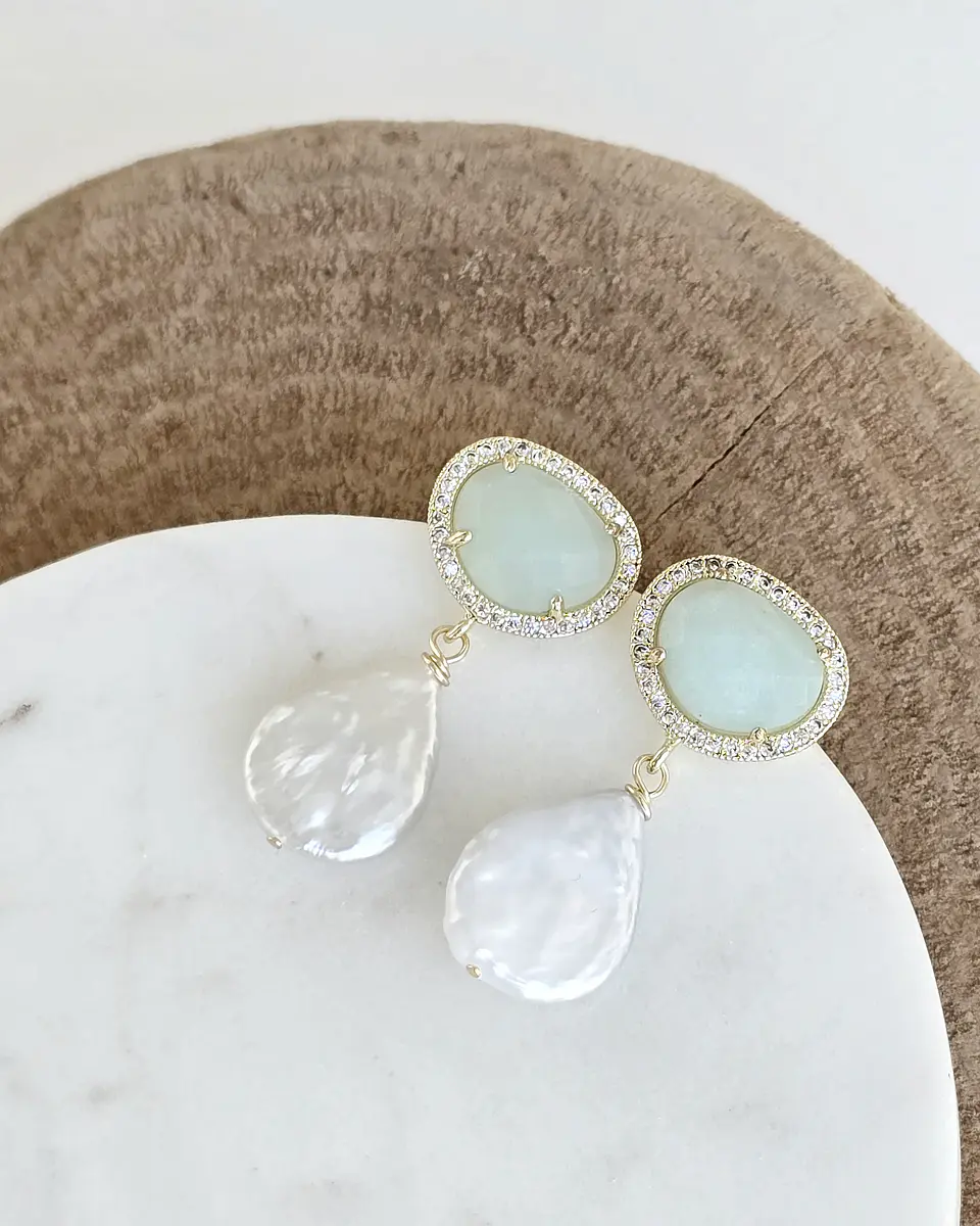 Aros color con perla barroca 3