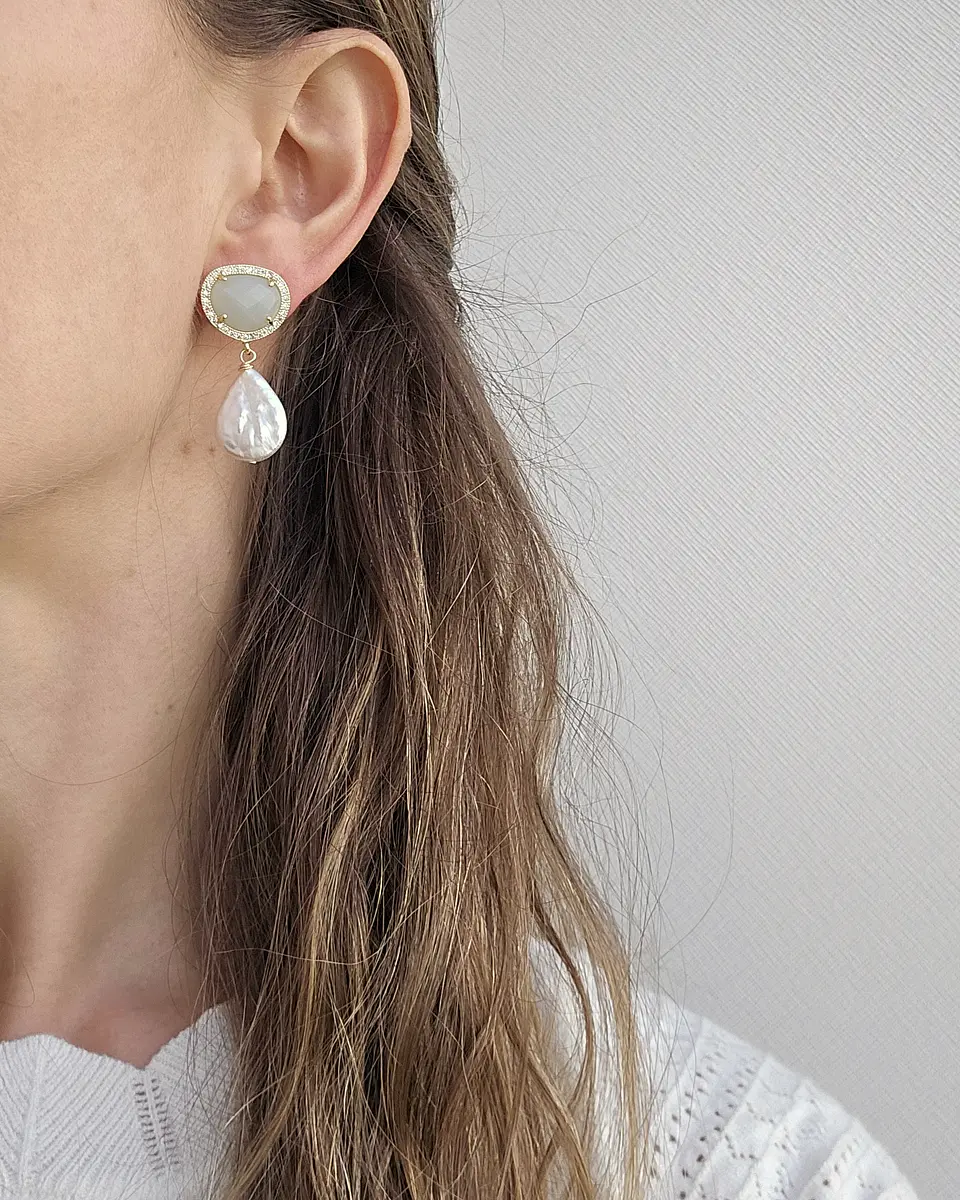 Aros color con perla barroca 6