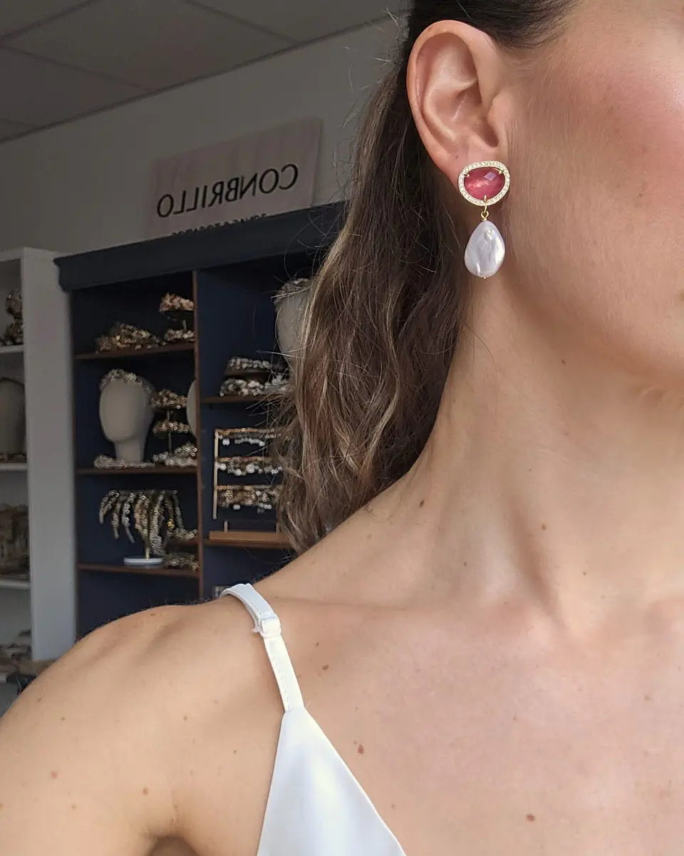 Aros color con perla barroca 4