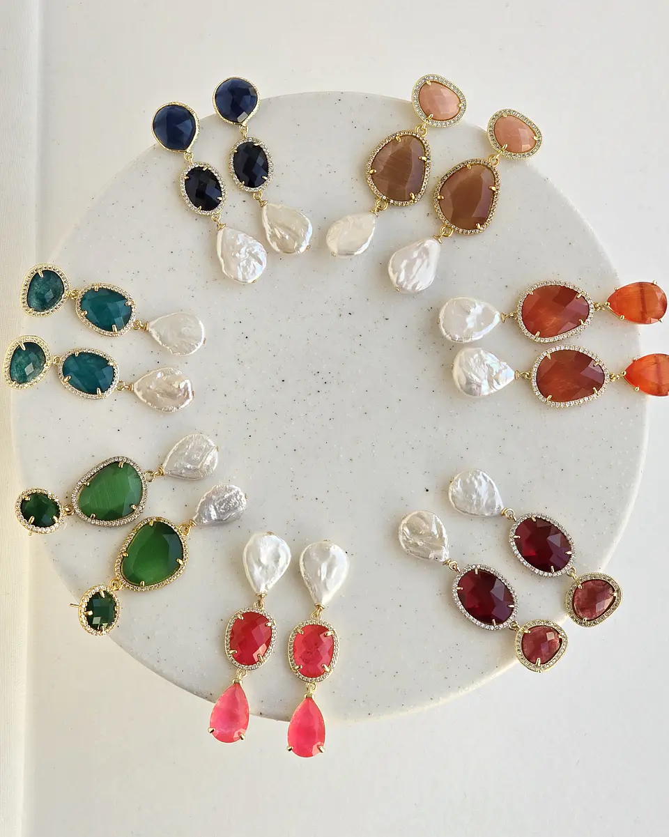 Aros doble color con perla barroca 1