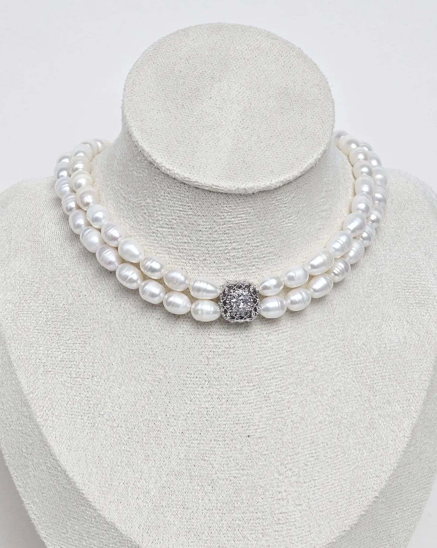 Choker perlas doble con centro vintage 3 3