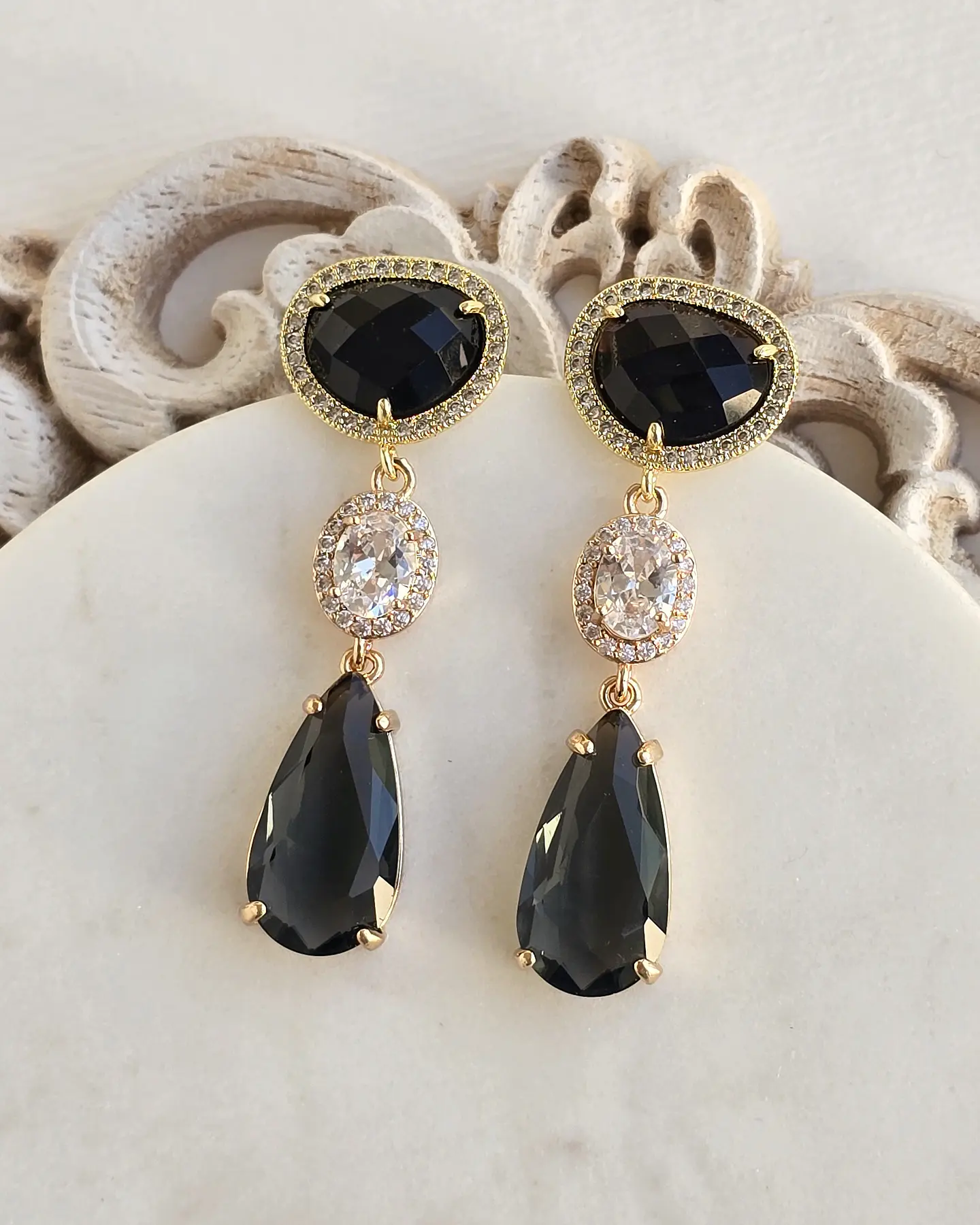 Aros color con piedra natural, circones y cristal 9