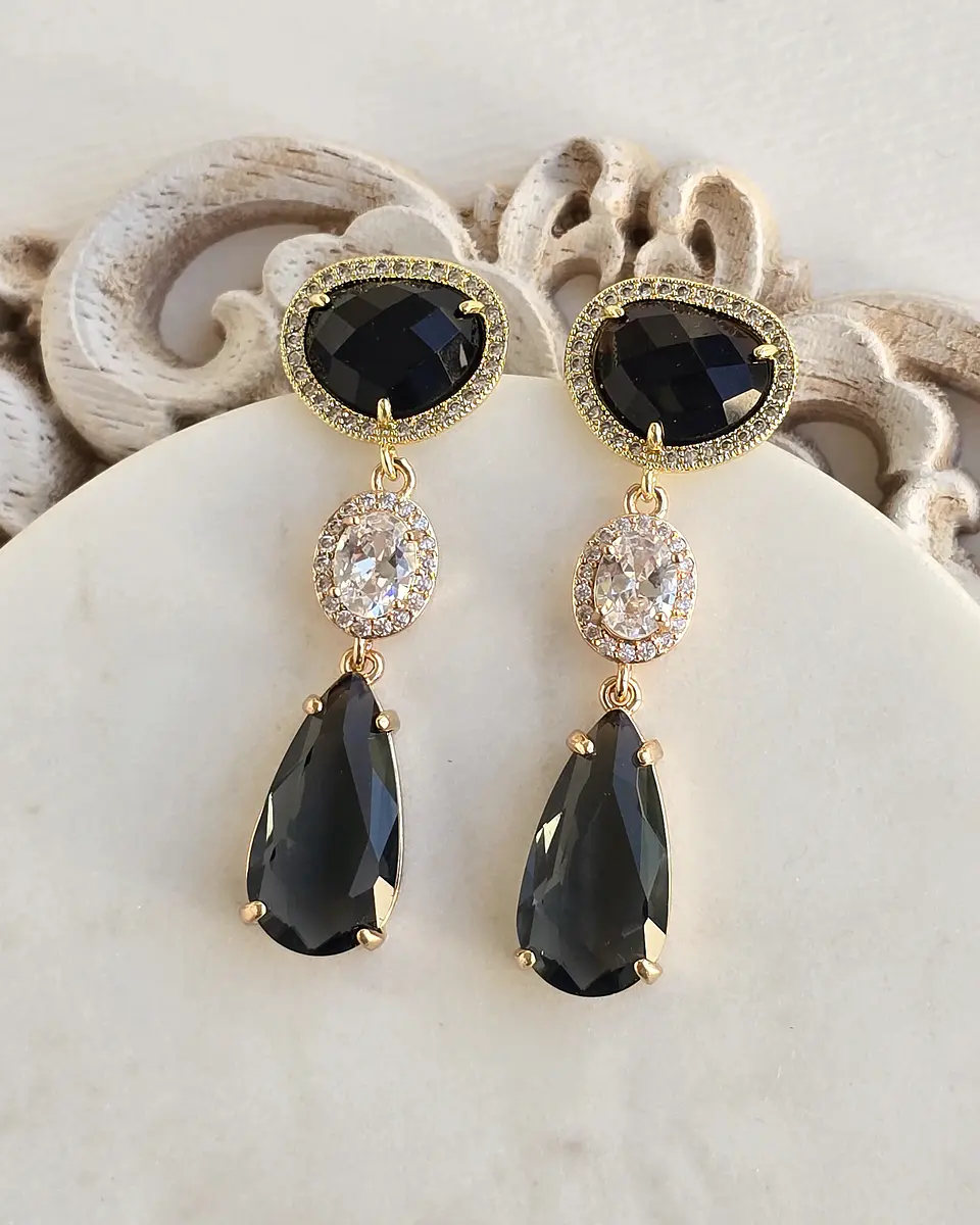 Aros color con piedra natural, circones y cristal 9