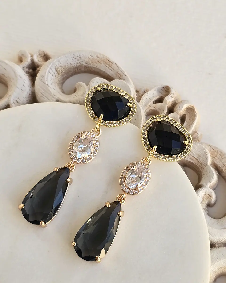 Aros color con piedra natural, circones y cristal 8