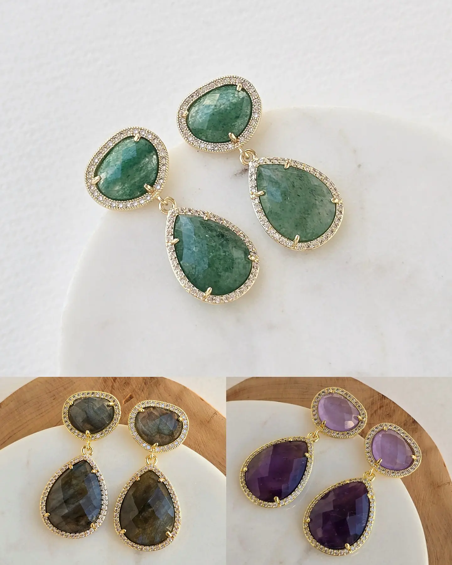 Aros piedra natural rodeado de circonitas 1