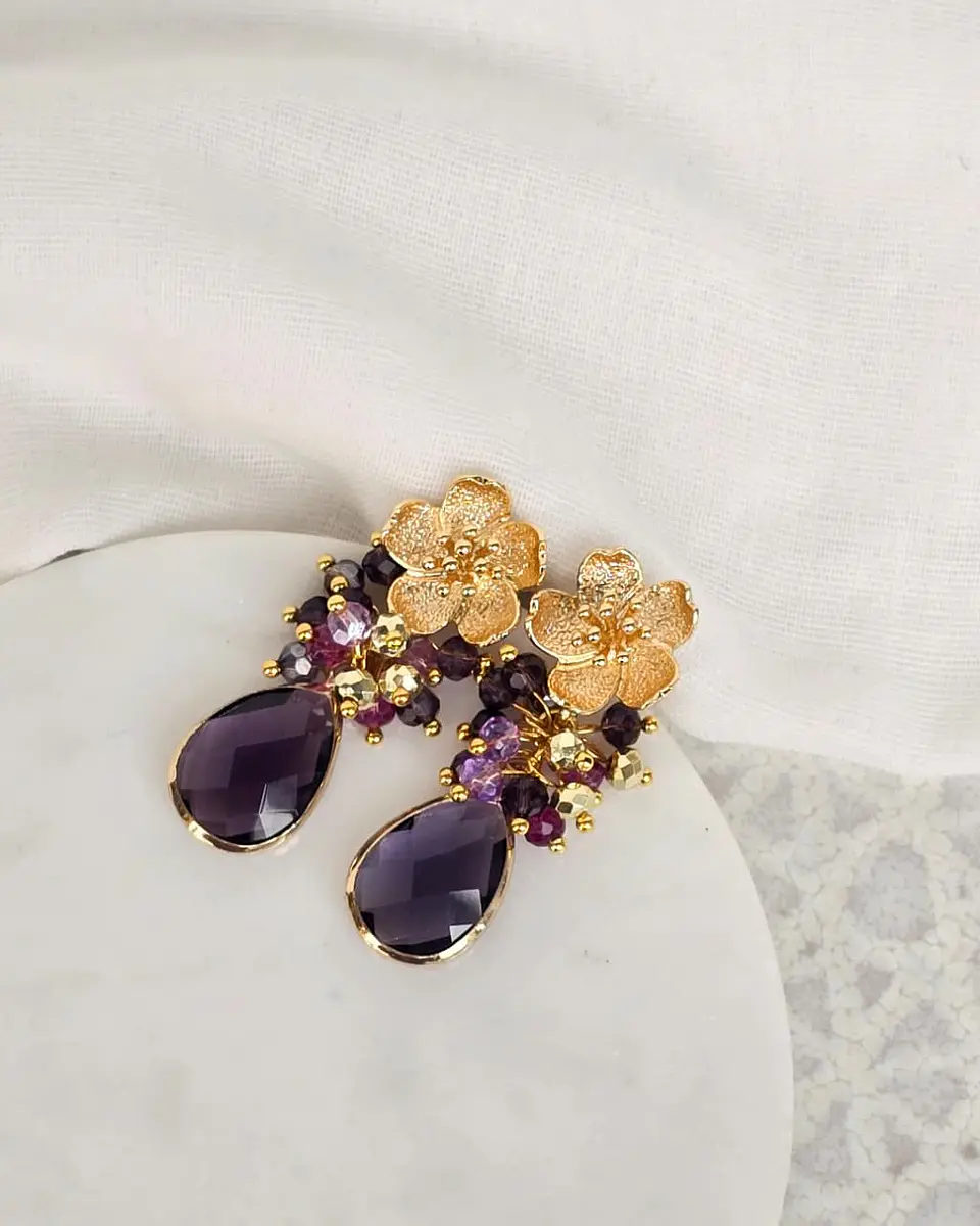 Aros flor con racimo morado 1
