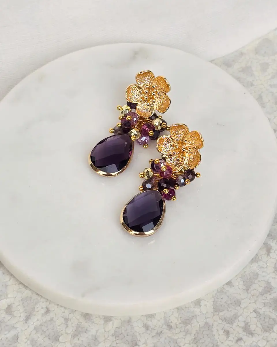Aros flor con racimo morado 2
