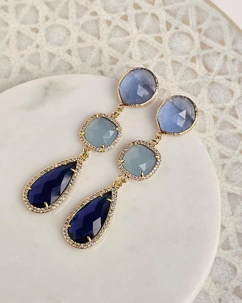 Aros largos azules y celeste