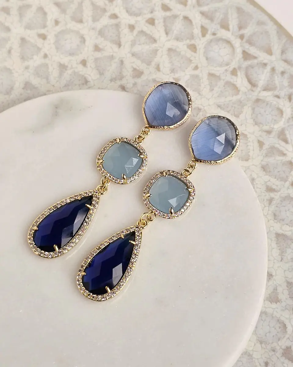 Aros largos azules y celeste 1