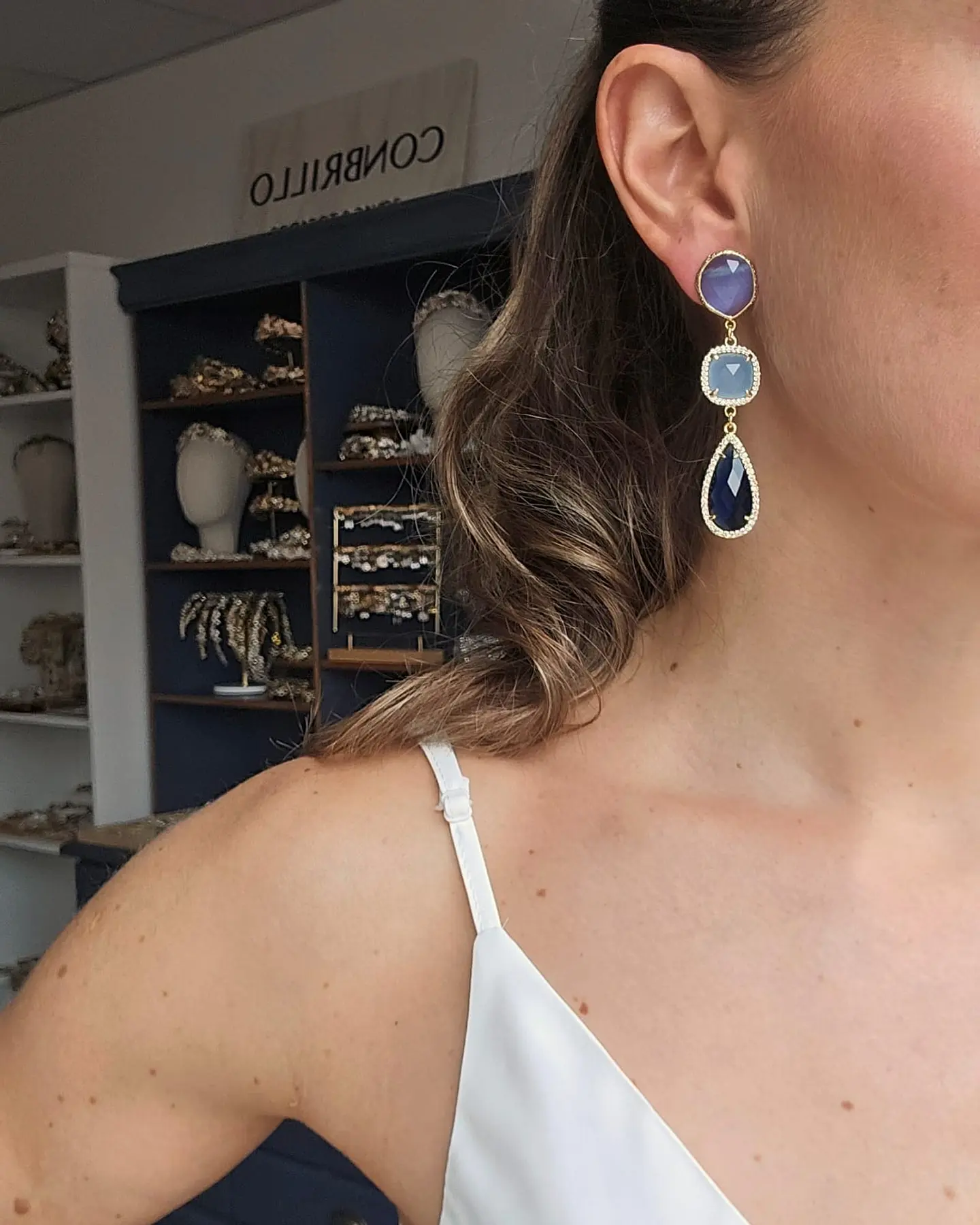 Aros largos azules y celeste 3
