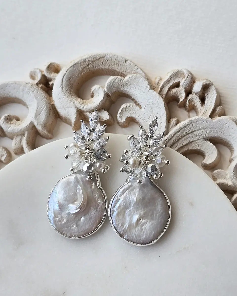 Aros circonitas, perla natural y racimo 2