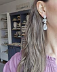 Aros circonita, hoja, cristal blanco y racimo - Miniatura 4