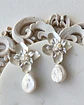 Aros flor bordado de perlas y perla barroca plana - Miniatura 1