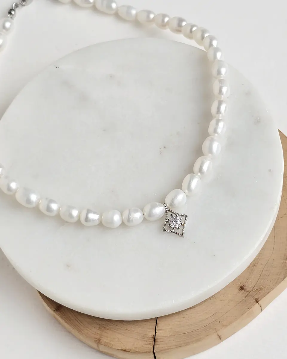 Choker perlas con colgante vintage 2