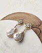 Aros rombo vintage con perla barroca oro - Miniatura 1