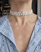 Choker perlas triple centro concha perla - Miniatura 3