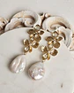 Aros doble flor con perla barroca natural - Miniatura 1