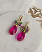 Aros con cristal fucsia y racimo verde - Miniatura 2
