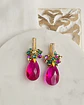 Aros con cristal fucsia y racimo verde - Miniatura 1