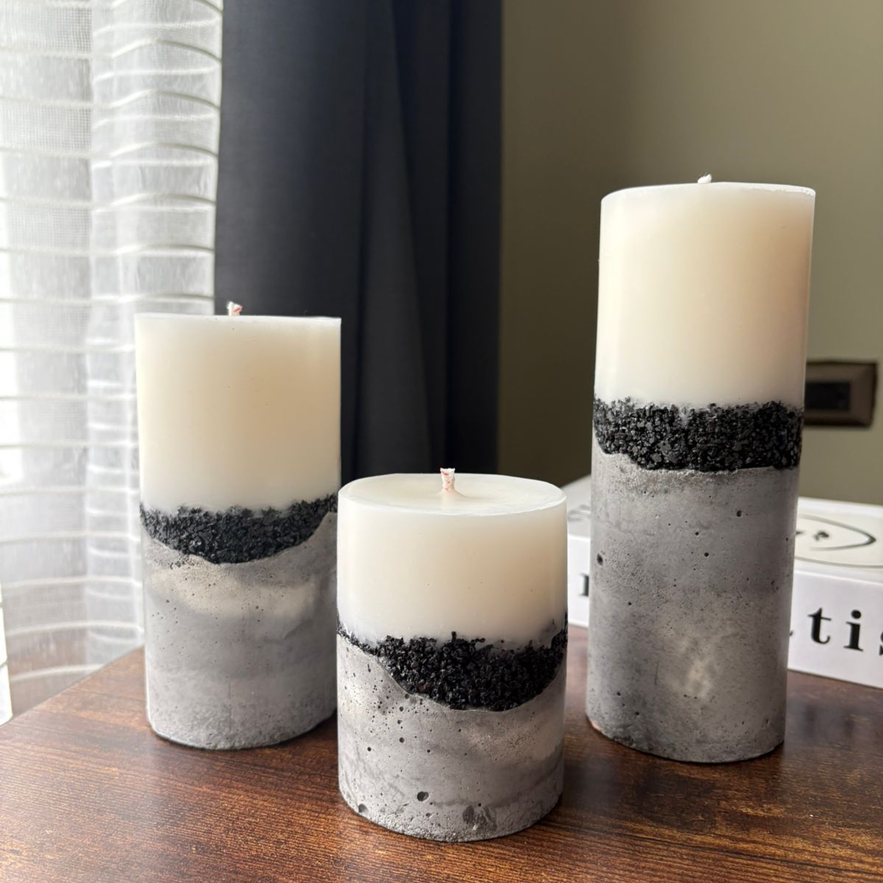 Set velas concreto & piedras 3