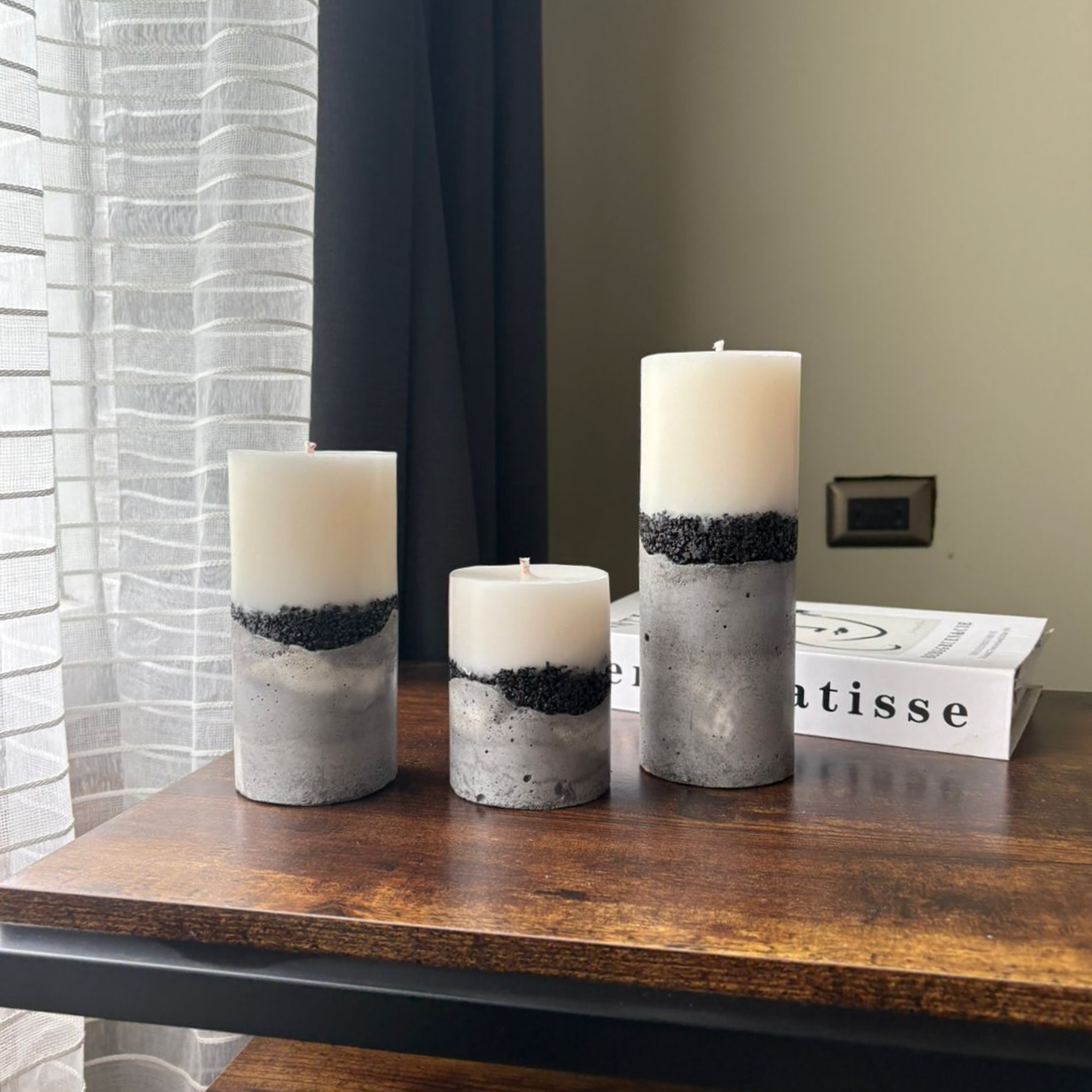 Set velas concreto & piedras 4
