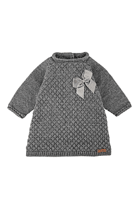Vestido mezcla lana Merino punto panal con lazo Grosgrain (Ref. 55732028)