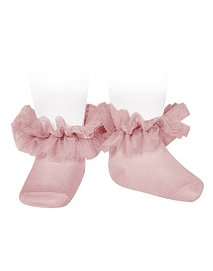 Calcetines tobilleros con tira de tul fruncido