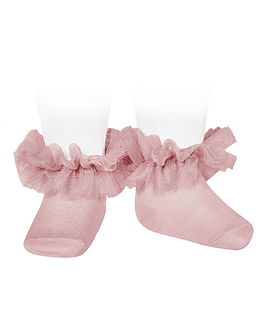 Calcetines tobilleros con tira de tul fruncido (Ref. 2488-4)