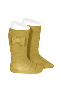 Calcetines altos con relieve y lazo