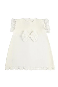 Vestido Punto Bobo con Puntilla Bolillo y Lazo (Ref. 55604010)