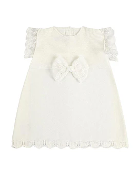 Vestido Punto Bobo con Puntilla Bolillo y Lazo (Ref. 55604010)