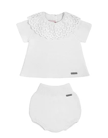 Conjunto Jersey y Cubrepañal Punto Bobo con Puntilla (Ref. 55817010)