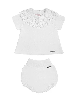 Conjunto Jersey y Cubrepañal Punto Bobo con Puntilla (Ref. 55817010)