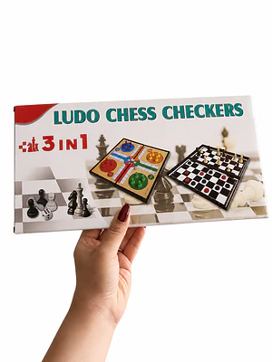 3 en 1: Ludo, Ajedrez y Damas