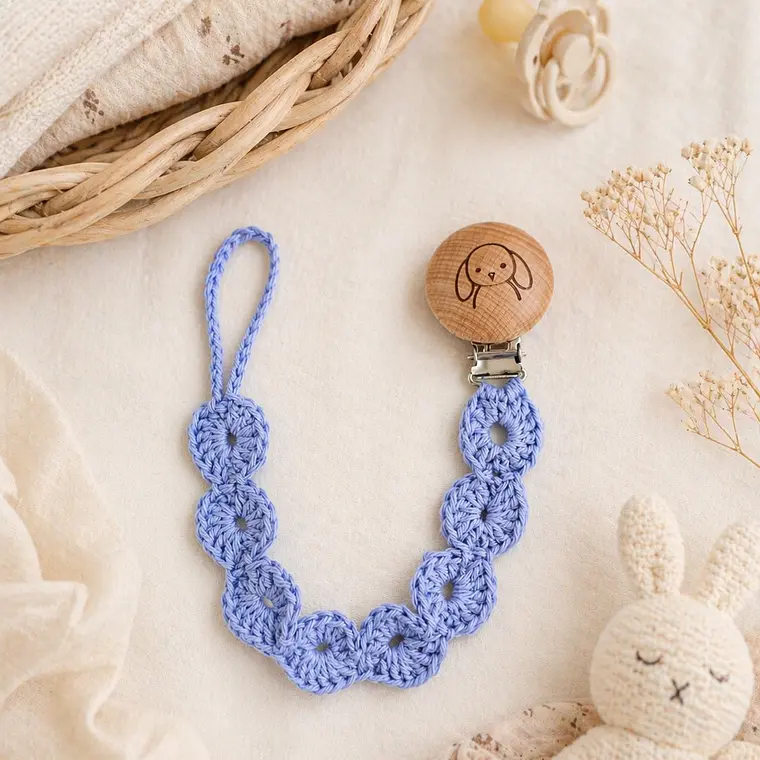 Portachupetes Tejido Celeste 2