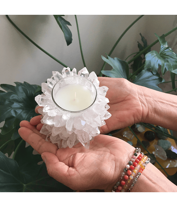 Portavelas cuarzo cristal