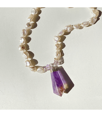Collar perlas y ametrina