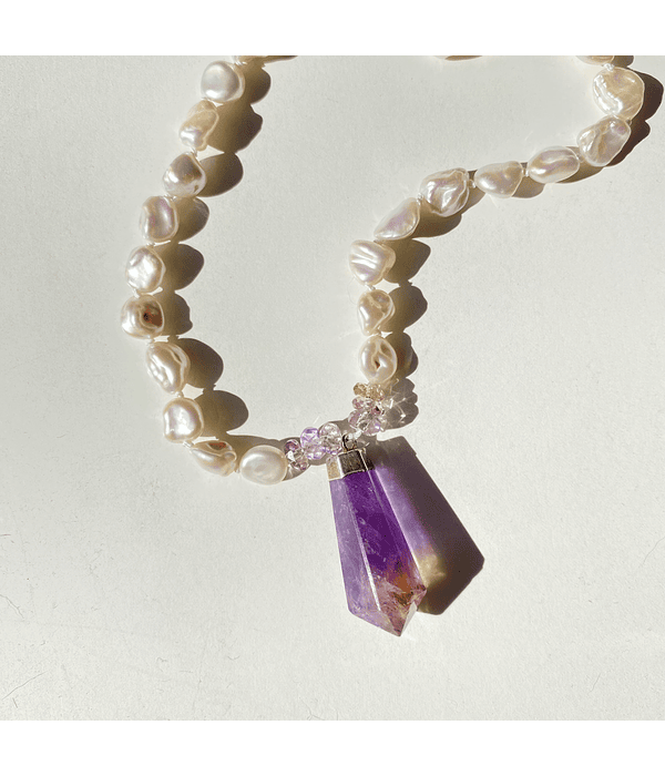 Collar perlas y ametrina
