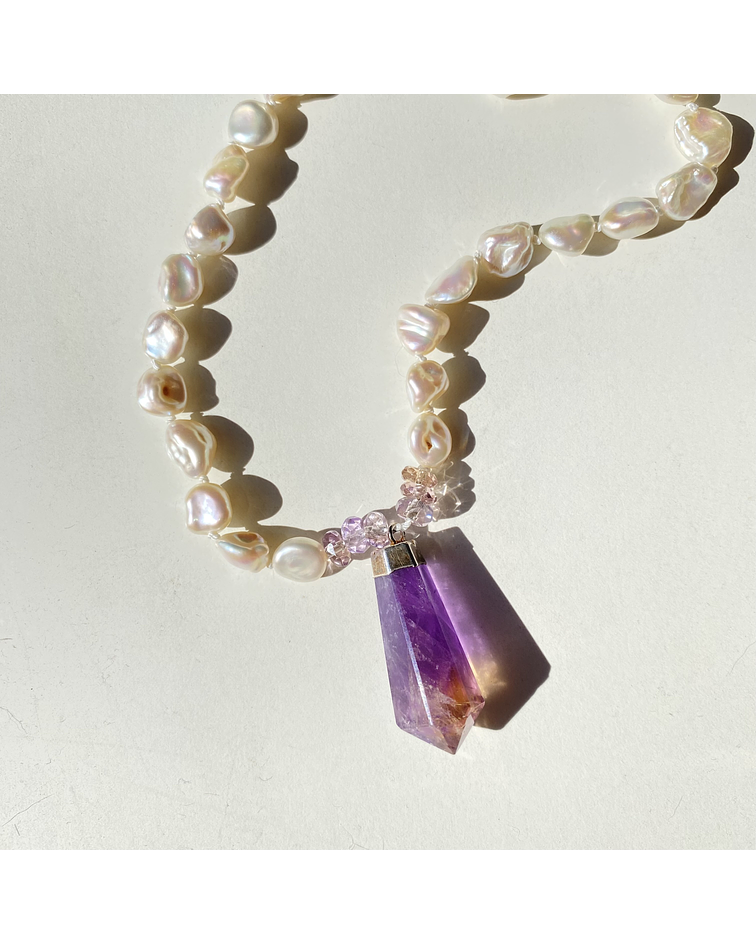 Collar perlas y ametrina