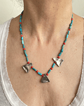 Collar turquesa, coral y plata