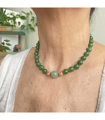 Collar aventurina y piedra luna
