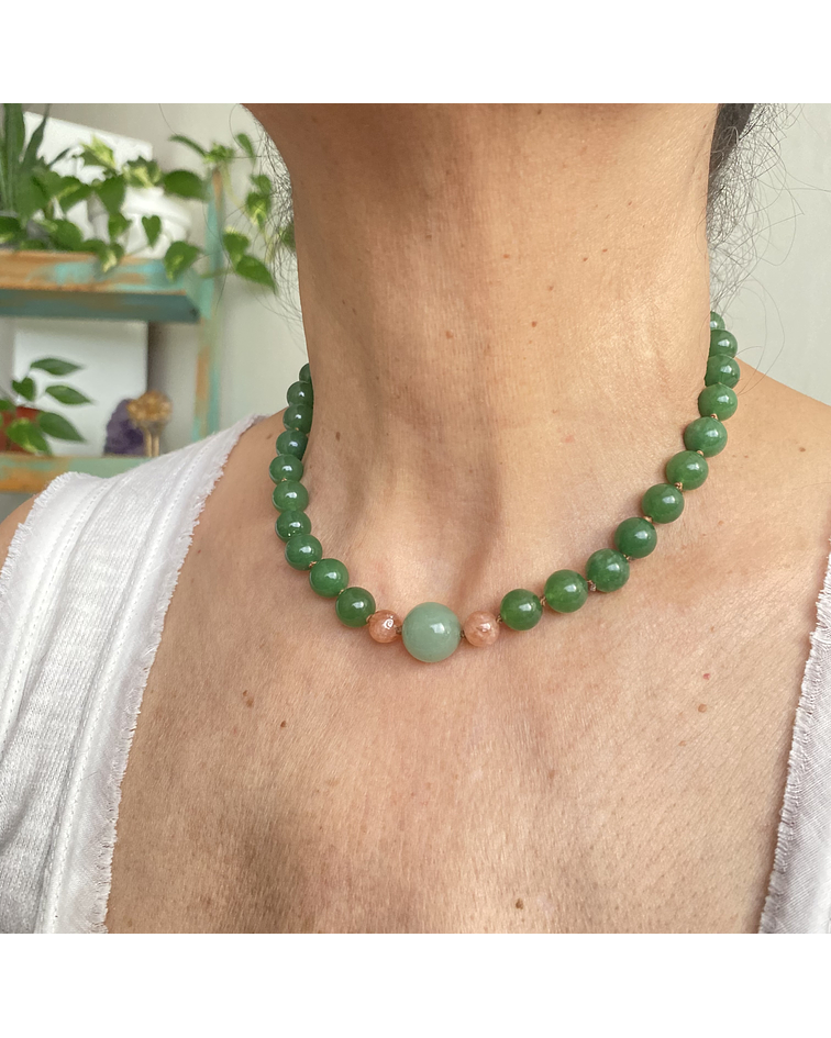 Collar aventurina y piedra luna
