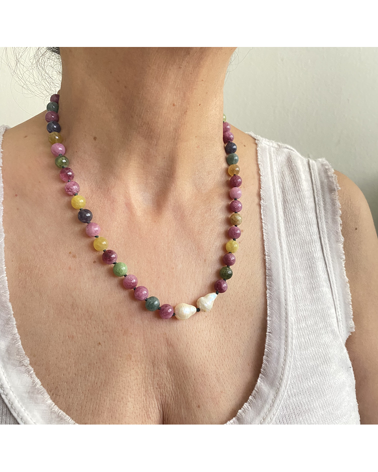 Collar ágatas y perlas