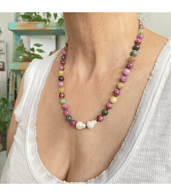 Collar ágatas y perlas