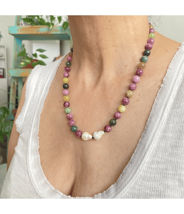 Collar ágatas y perlas